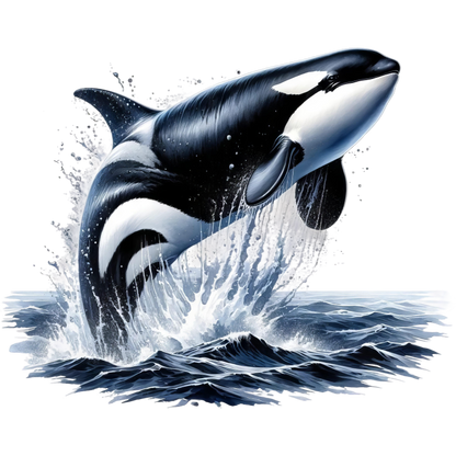 Orca Black White Water Splash Jumping Vinyl Sticker Decal