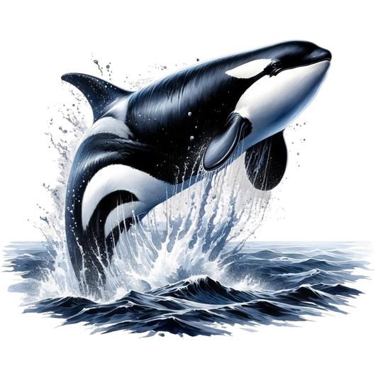 Orca Black White Water Splash Jumping Vinyl Sticker Decal