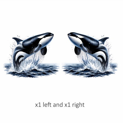 Orca Black White Water Splash Jumping Vinyl Sticker Decal
