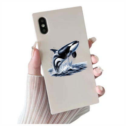 Orca Black White Water Splash Jumping Vinyl Sticker Decal