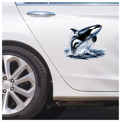 Orca Black White Water Splash Jumping Vinyl Sticker Decal