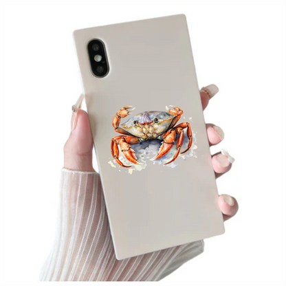 Crab Orange Watercolor Ocean Vinyl Sticker Decal