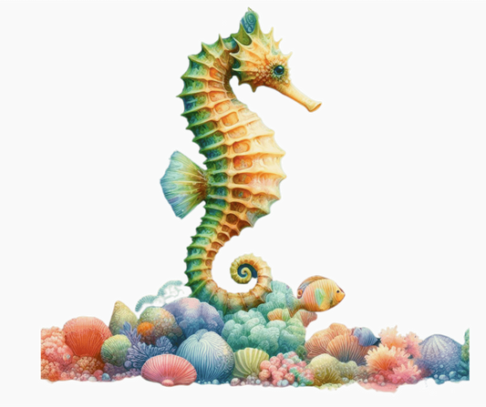 Seahorse Coral Fish Blue Vinyl Sticker Decal