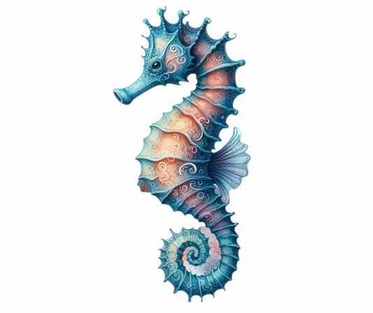 Seahorse Blue Animal Spiral Vinyl Sticker Decal