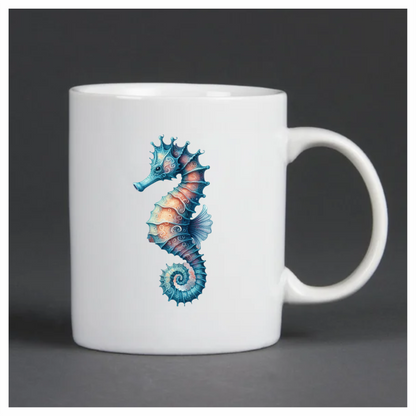 Seahorse Blue Animal Spiral Vinyl Sticker Decal