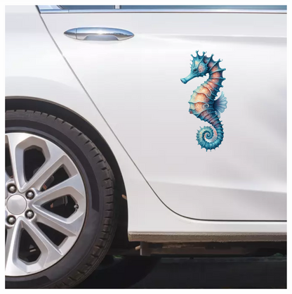 Seahorse Blue Animal Spiral Vinyl Sticker Decal