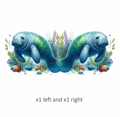 Manatee Blue Fish Seaweed Tropical Vinyl Sticker Decal
