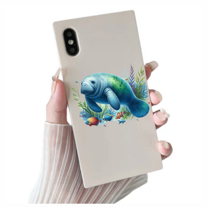 Manatee Blue Fish Seaweed Tropical Vinyl Sticker Decal