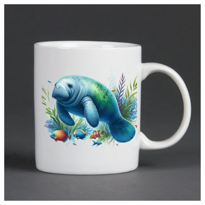 Manatee Blue Fish Seaweed Tropical Vinyl Sticker Decal