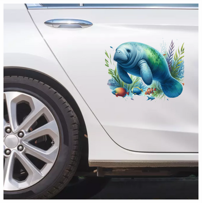 Manatee Blue Fish Seaweed Tropical Vinyl Sticker Decal