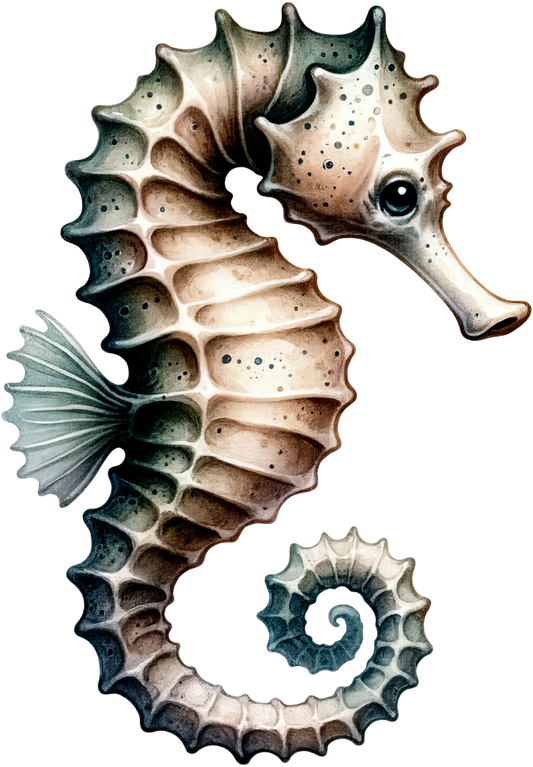 Seahorse Brown White Spiral Tail Vinyl Sticker Decal