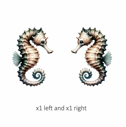 Seahorse Brown White Spiral Tail Vinyl Sticker Decal