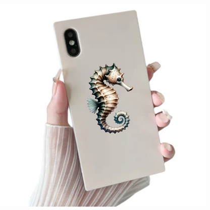 Seahorse Brown White Spiral Tail Vinyl Sticker Decal