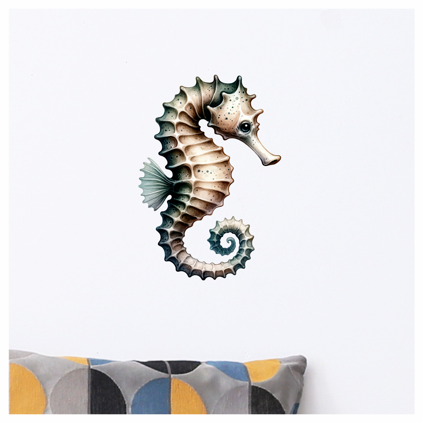 Seahorse Brown White Spiral Tail Vinyl Sticker Decal