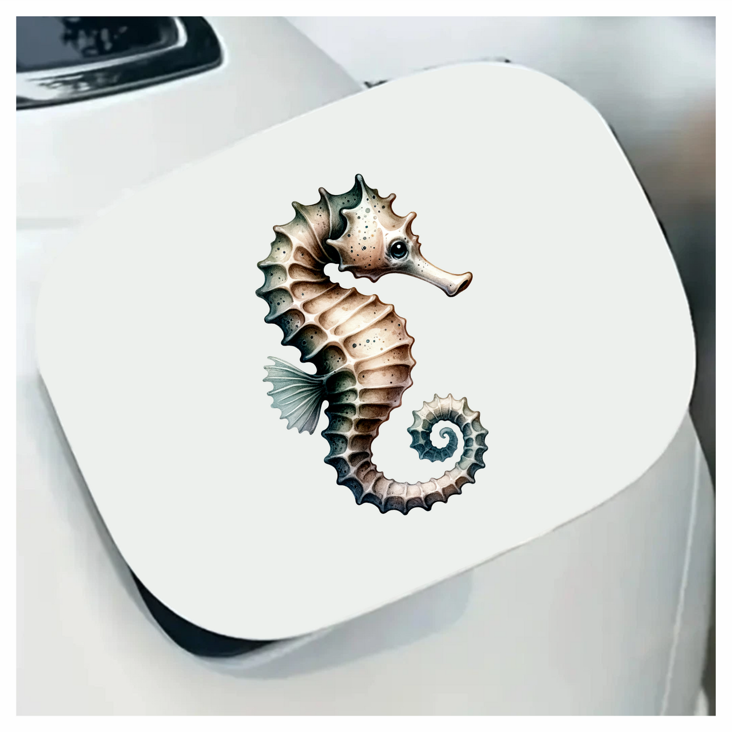 Seahorse Brown White Spiral Tail Vinyl Sticker Decal