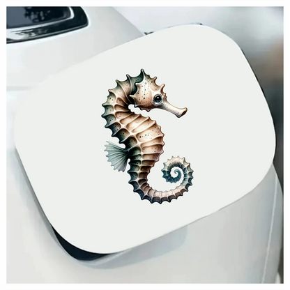 Seahorse Brown White Spiral Tail Vinyl Sticker Decal