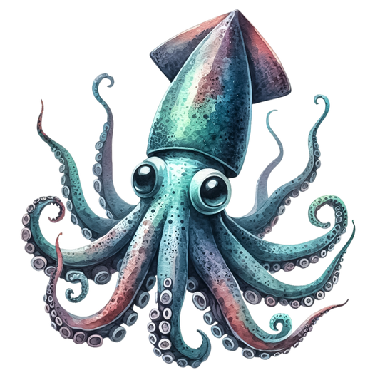 Squid Blue Cute Animal Vinyl Sticker Decal