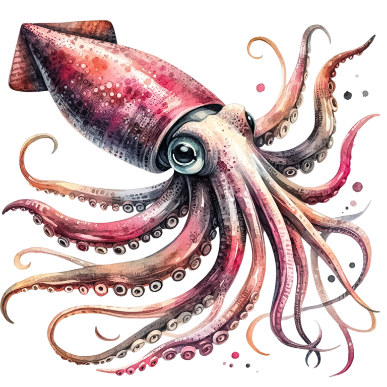 Squid Pink Animal Watercolor Vinyl Sticker Decal