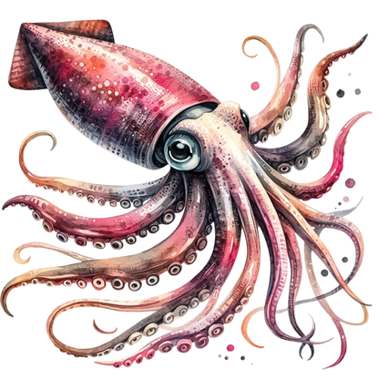 Squid Pink Animal Watercolor Vinyl Sticker Decal