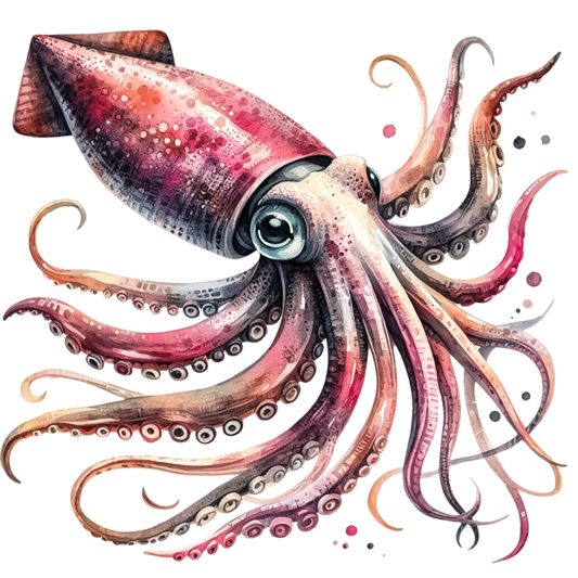 Squid Pink Animal Watercolor Vinyl Sticker Decal