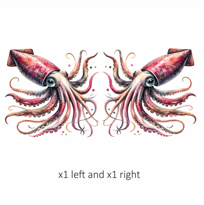 Squid Pink Animal Watercolor Vinyl Sticker Decal