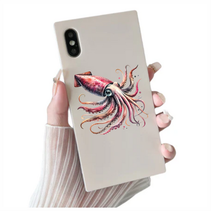 Squid Pink Animal Watercolor Vinyl Sticker Decal