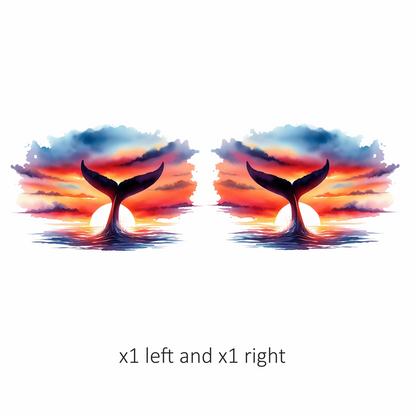 Whale Tail Sunset Ocean Watercolor Vinyl Sticker Decal