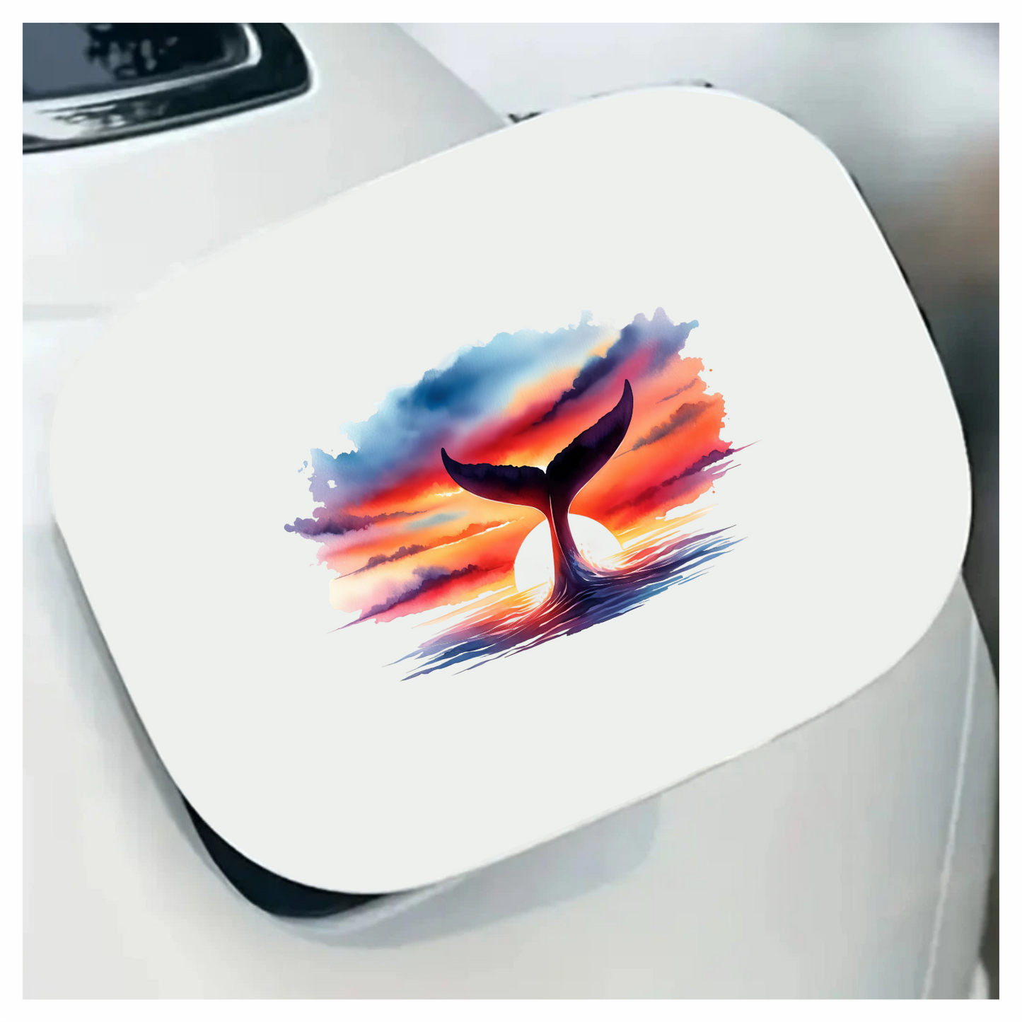 Whale Tail Sunset Ocean Watercolor Vinyl Sticker Decal