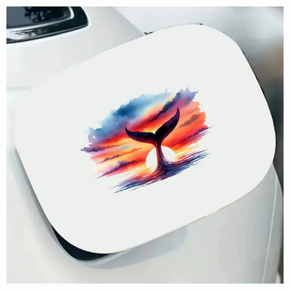 Whale Tail Sunset Ocean Watercolor Vinyl Sticker Decal