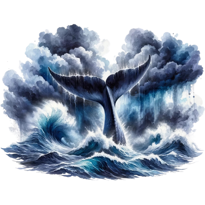 Whale Blue Ocean Waves Stormy Sky Vinyl Sticker Decal