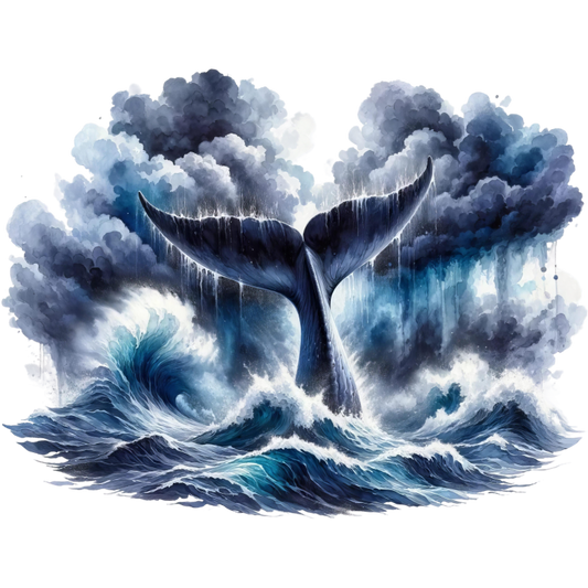 Whale Blue Ocean Waves Stormy Sky Vinyl Sticker Decal