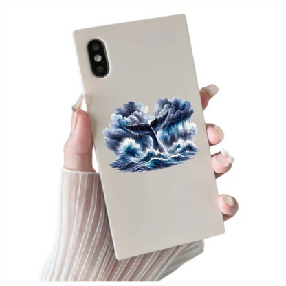 Whale Blue Ocean Waves Stormy Sky Vinyl Sticker Decal