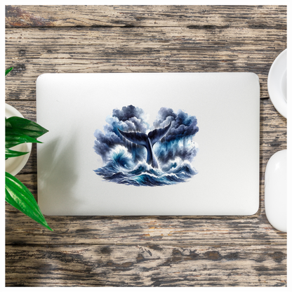 Whale Blue Ocean Waves Stormy Sky Vinyl Sticker Decal