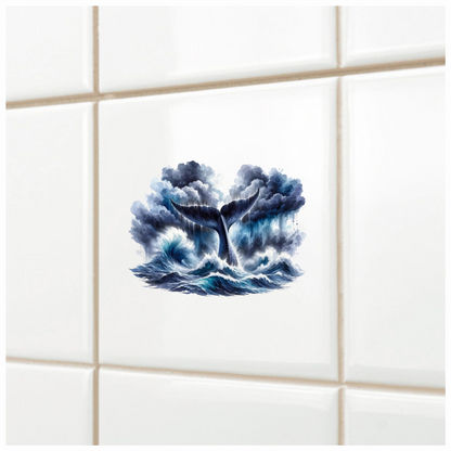 Whale Blue Ocean Waves Stormy Sky Vinyl Sticker Decal