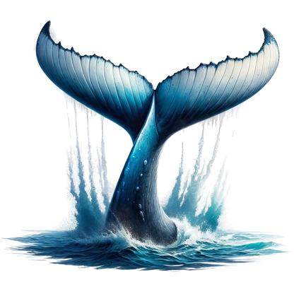 Whale Blue Water Tail Splash Vinyl Sticker Decal