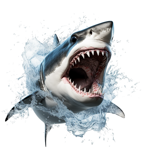 Shark Grey Water Splash Fierce Predator Teeth Vinyl Sticker Decal