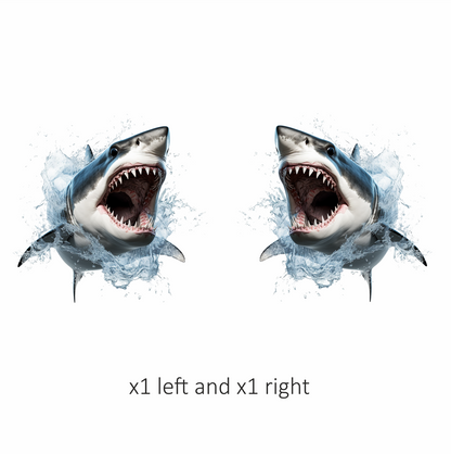Shark Grey Water Splash Fierce Predator Teeth Vinyl Sticker Decal