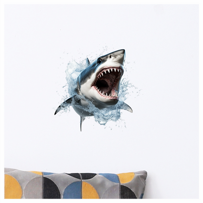 Shark Grey Water Splash Fierce Predator Teeth Vinyl Sticker Decal