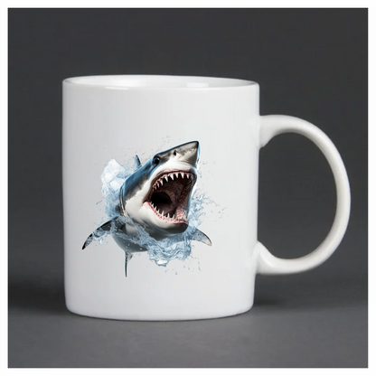 Shark Grey Water Splash Fierce Predator Teeth Vinyl Sticker Decal