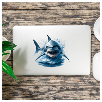 Shark Blue Water Splash Teeth Vinyl Sticker Decal