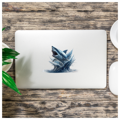 Shark Blue Water Splash Jumping Vinyl Sticker Decal