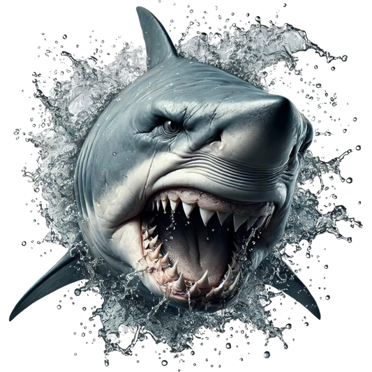 Shark Grey Water Splash Attack Vinyl Sticker Decal