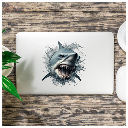 Shark Grey Water Splash Attack Vinyl Sticker Decal