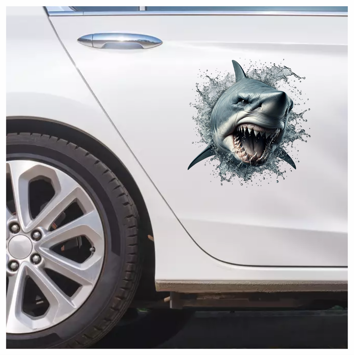 Shark Grey Water Splash Attack Vinyl Sticker Decal