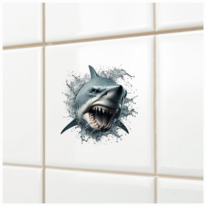 Shark Grey Water Splash Attack Vinyl Sticker Decal