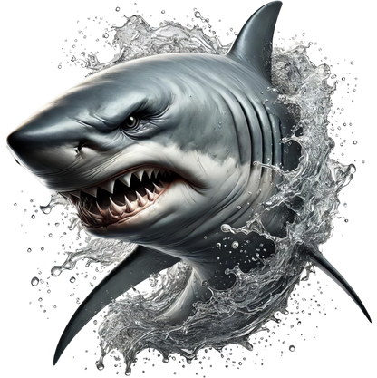 Shark Gray Water Splash Teeth Vinyl Sticker Decal