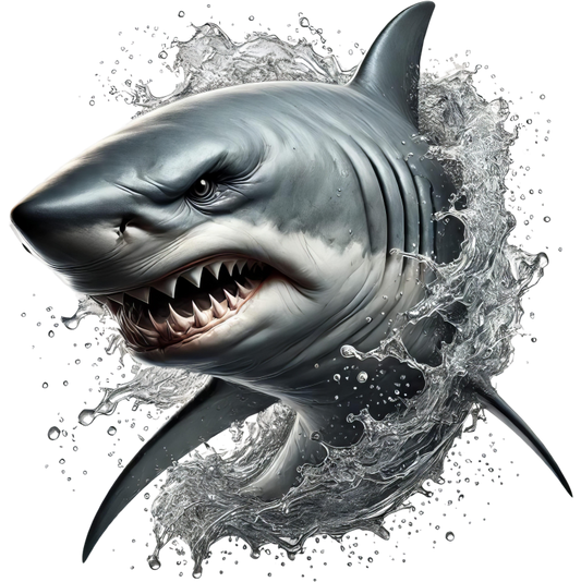 Shark Gray Water Splash Teeth Vinyl Sticker Decal