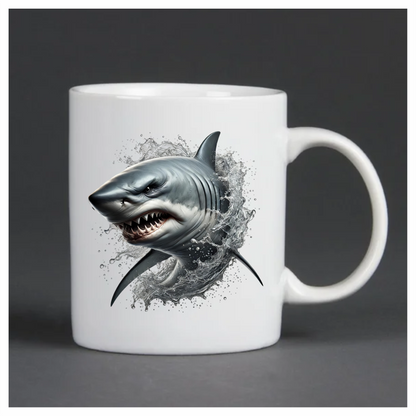Shark Gray Water Splash Teeth Vinyl Sticker Decal