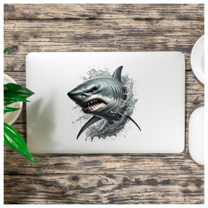 Shark Gray Water Splash Teeth Vinyl Sticker Decal