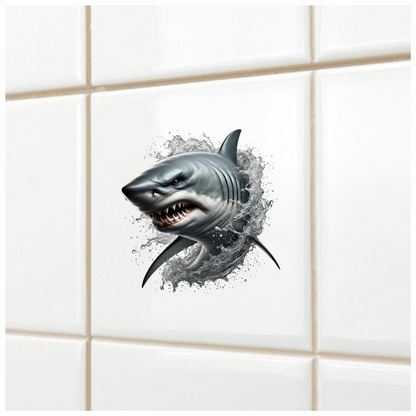 Shark Gray Water Splash Teeth Vinyl Sticker Decal